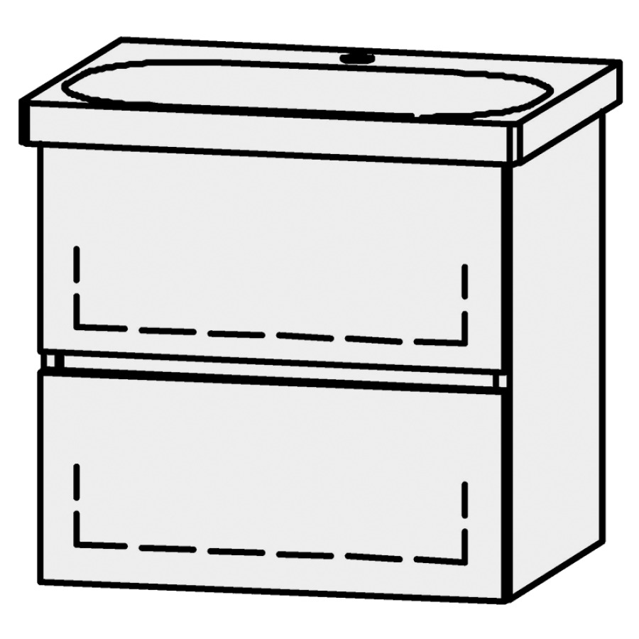 Élément inférieur  Vanity Lua Line
56 x 55 x 44.2 cm
élément de tiroir, 2&nbsp;tiroirs
avec Blumotion
1 cache-siphon
pour lavabo