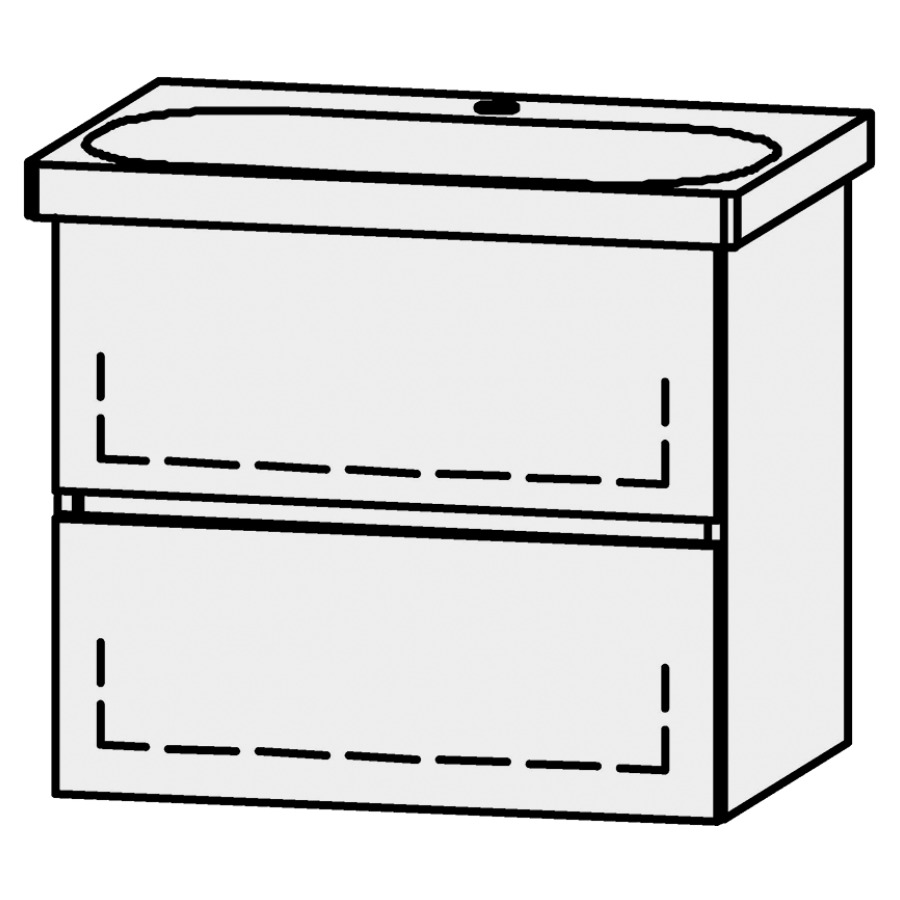 Élément inférieur  Vanity Lua Line
61 x 55 x 44.2 cm
élément de tiroir, 2&nbsp;tiroirs
avec Blumotion
1 cache-siphon
pour lavabo