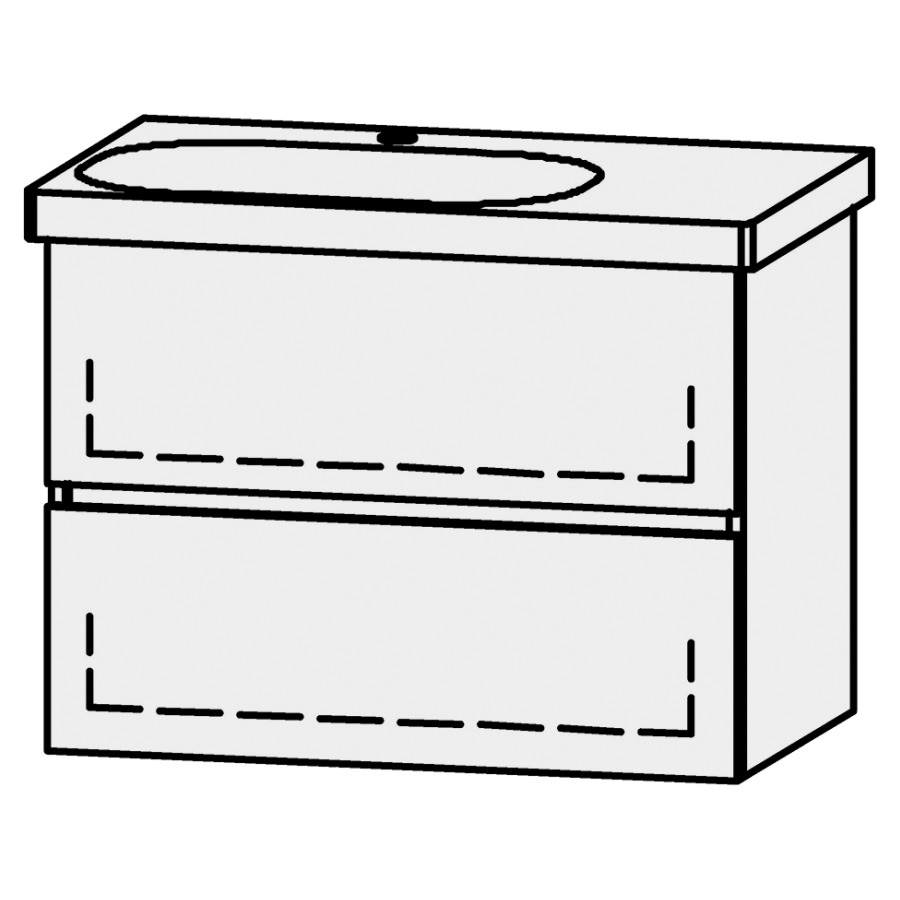 Élément inférieur  Vanity Lua Line
71.5 x 55 x 44.2 cm
élément de tiroir, 2&nbsp;tiroirs
avec Blumotion
1 cache-siphon
pour lavabo à gauche