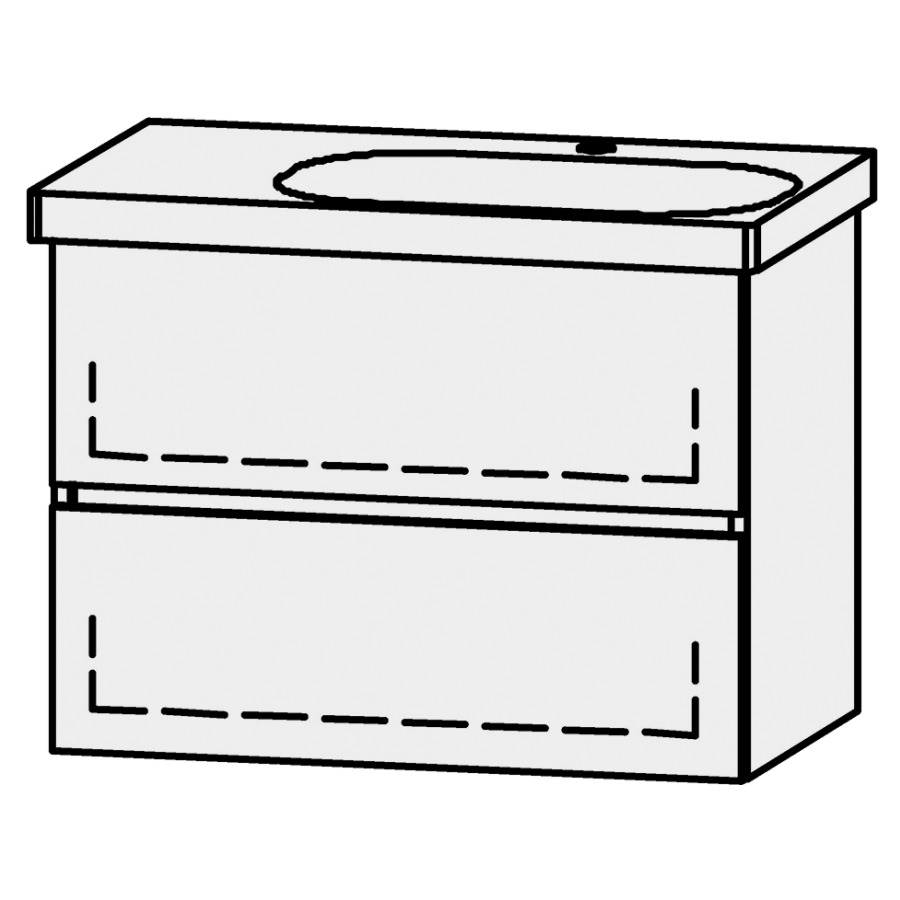 Élément inférieur  Vanity Lua Line
71.5 x 55 x 44.2 cm
élément de tiroir, 2&nbsp;tiroirs
avec Blumotion
1 cache-siphon
pour lavabo à droite