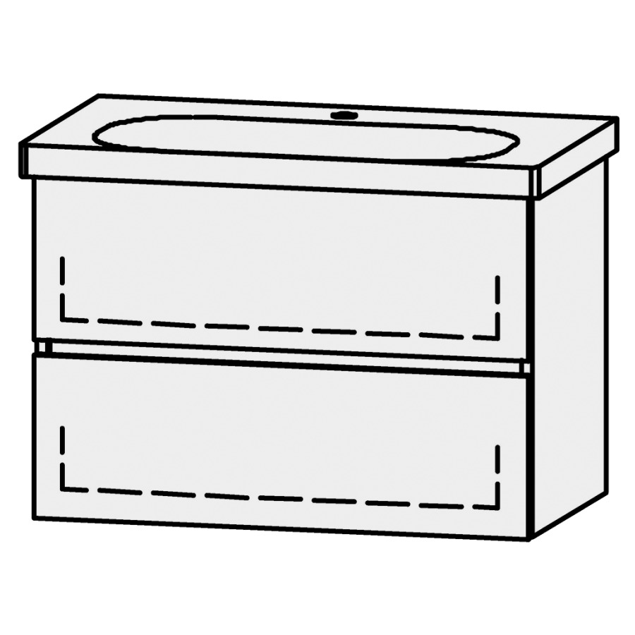 Élément inférieur  Vanity Lua Line
76.5 x 55 x 44 cm
élément de tiroir, 2&nbsp;tiroirs
avec Blumotion
1 cache-siphon
pour lavabo