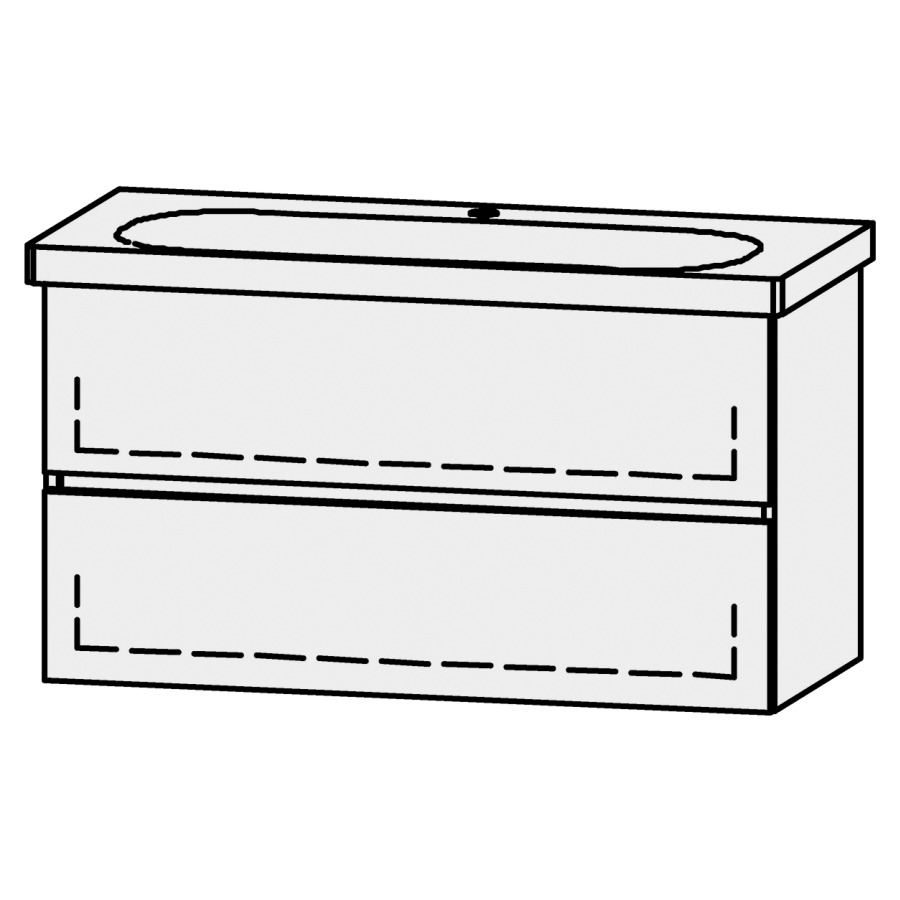 Élément inférieur  Vanity Lua Line
96.5 x 55 x 44.2 cm
élément de tiroir, 2&nbsp;tiroirs
avec Blumotion
1 cache-siphon
pour lavabo