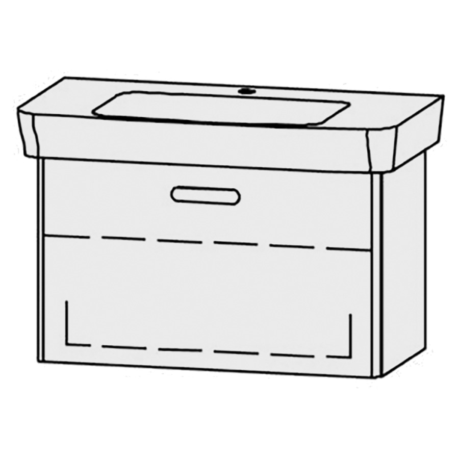 Élément inférieur  Vanity Moderna R Easy
76.5 x 45 x 38.3 cm
élément de tiroir, 1&nbsp;tiroir
1&nbsp;tablette
avec Blumotion
sans cache-siphon
pour lavabo