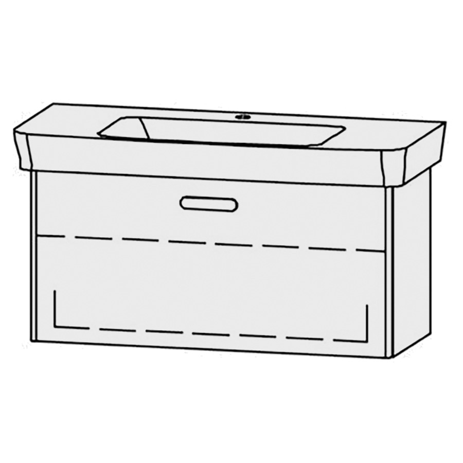 Élément inférieur  Vanity Moderna R Easy
96 x 45 x 38.3 cm
élément de tiroir, 1&nbsp;tiroir
1&nbsp;tablette
avec Blumotion
sans cache-siphon
pour lavabo