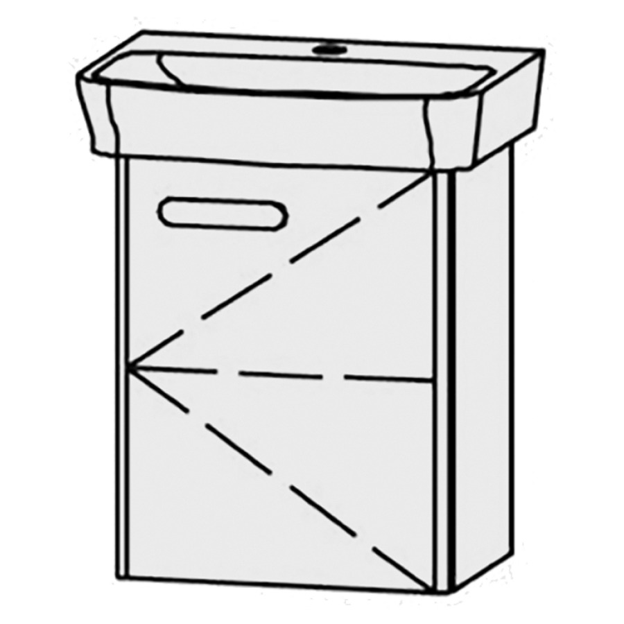Élément inférieur  Vanity Moderna R
40 x 50 x 27.8 cm
armoire de tablette, 1&nbsp;porte
charnière à droite, 1&nbsp;tablette
avec Blumotion
1 lavabo