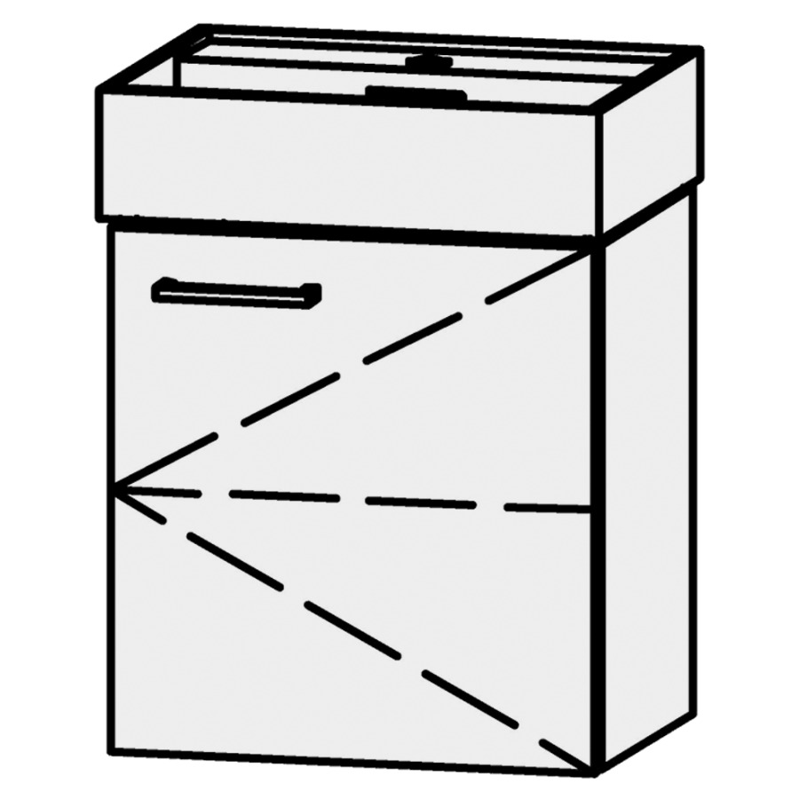 Élément inférieur  Vanity Kartell
44 x 50 x 32.8 cm
armoire de tablette, 1&nbsp;porte
charnière à droite, 1&nbsp;tablette
avec Blumotion, pour 1&nbsp;lavabo