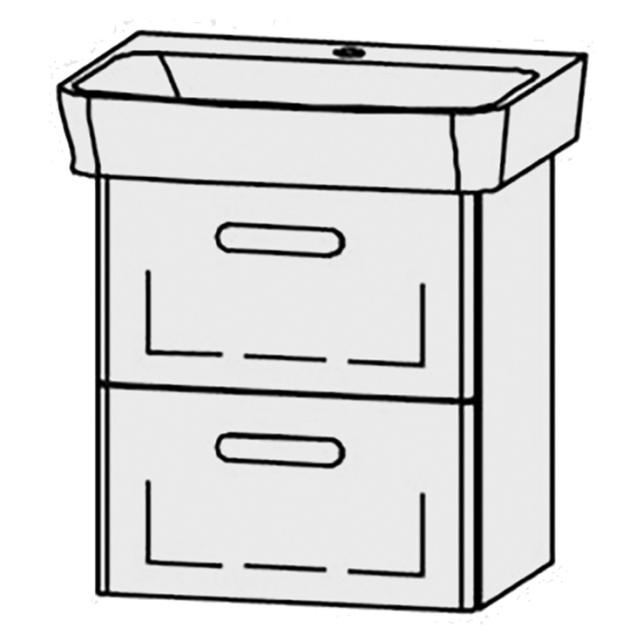 Élément inférieur  Vanity Moderna R
47 x 50 x 35.3 cm
élément de tiroir, 2&nbsp;tiroirs
avec Blumotion
1 lavabo
1 cache-siphon