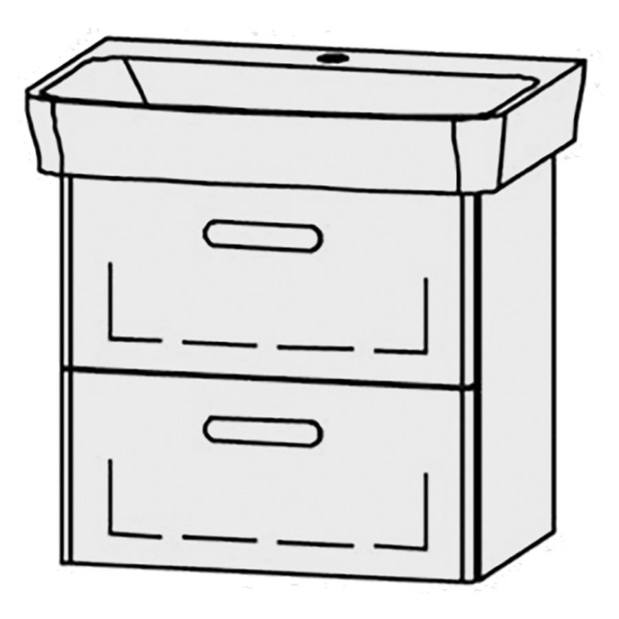 Élément inférieur  Vanity Moderna R
54 x 50 x 38.3 cm
élément de tiroir, 2&nbsp;tiroirs
avec Blumotion
1 lavabo
1 cache-siphon