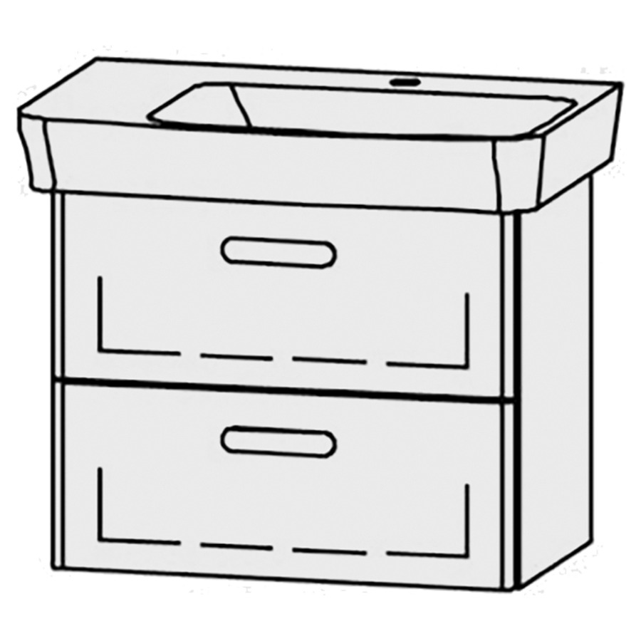 Élément inférieur  Vanity Moderna R
62.5 x 50 x 38.3 cm
élément de tiroir, 2&nbsp;tiroirs
avec Blumotion
lavabo à droite
1 cache-siphon