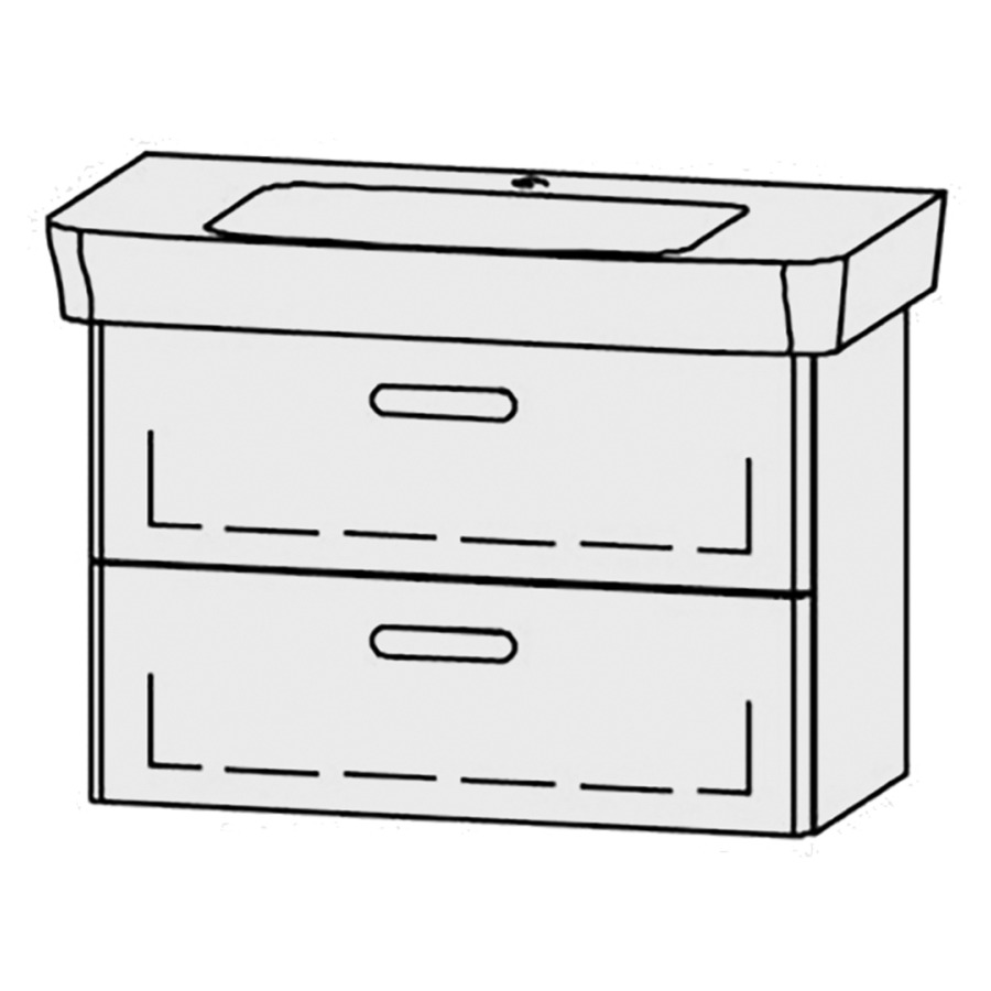 Élément inférieur  Vanity Moderna R
76.5 x 50 x 38.3 cm
élément de tiroir, 2&nbsp;tiroirs
avec Blumotion
1 lavabo
1 cache-siphon