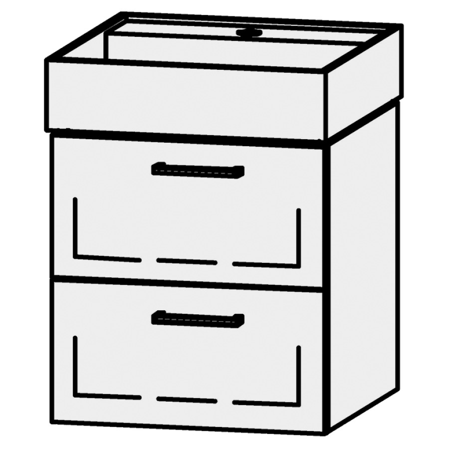 Élément inférieur  Vanity Kartell
45 x 50 x 45 cm
élément de tiroir, 2&nbsp;tiroirs
avec Blumotion, pour 1&nbsp;lavabo
sans cache-siphon
