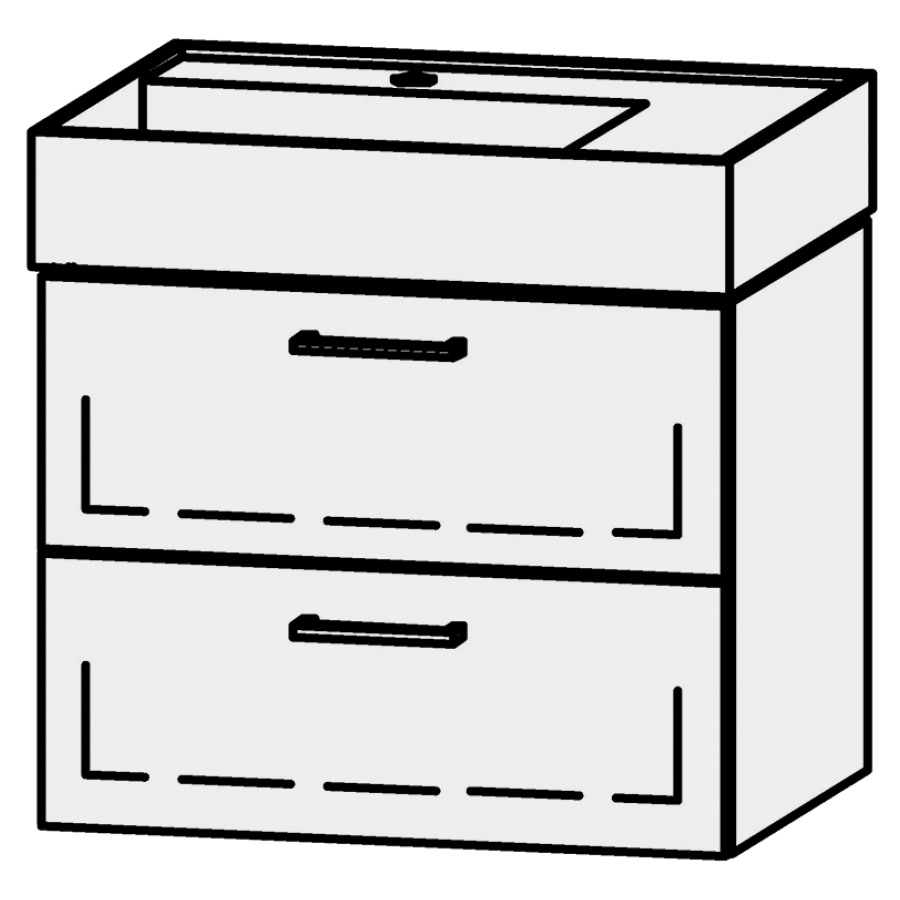 Élément inférieur  Vanity Kartell
59 x 50 x 45 cm
élément de tiroir, 2&nbsp;tiroirs
avec Blumotion, pour lavabo à gauche
sans cache-siphon