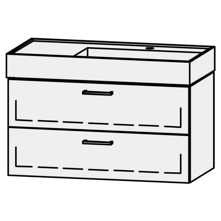 Élément inférieur  Vanity Kartell
89 x 50 x 45 cm
élément de tiroir, 2&nbsp;tiroirs
avec Blumotion, pour lavabo à droite
sans cache-siphon