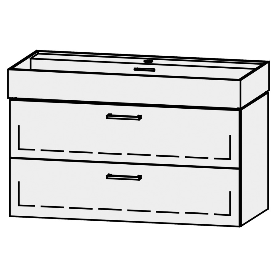Élément inférieur  Vanity Kartell
99 x 50 x 45 cm
élément de tiroir, 2&nbsp;tiroirs
avec Blumotion, pour 1&nbsp;lavabo
sans cache-siphon