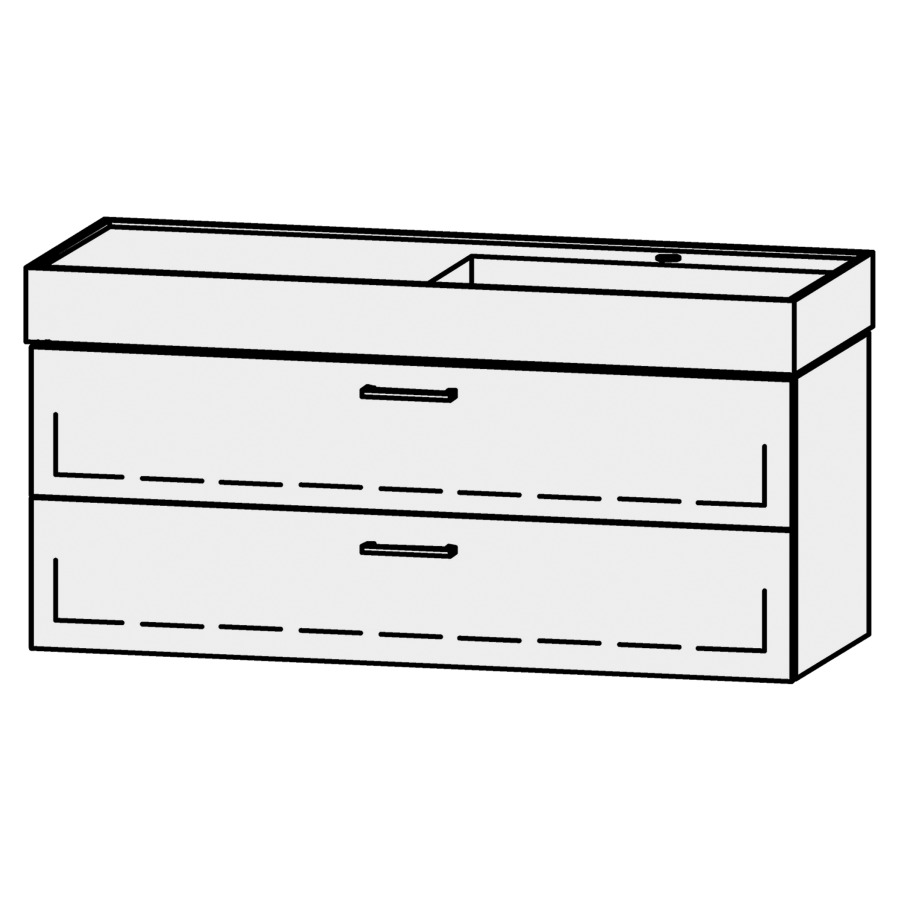 Élément inférieur  Vanity Kartell
119 x 50 x 45 cm
élément de tiroir, 2&nbsp;tiroirs
avec Blumotion, pour lavabo à droite
sans cache-siphon