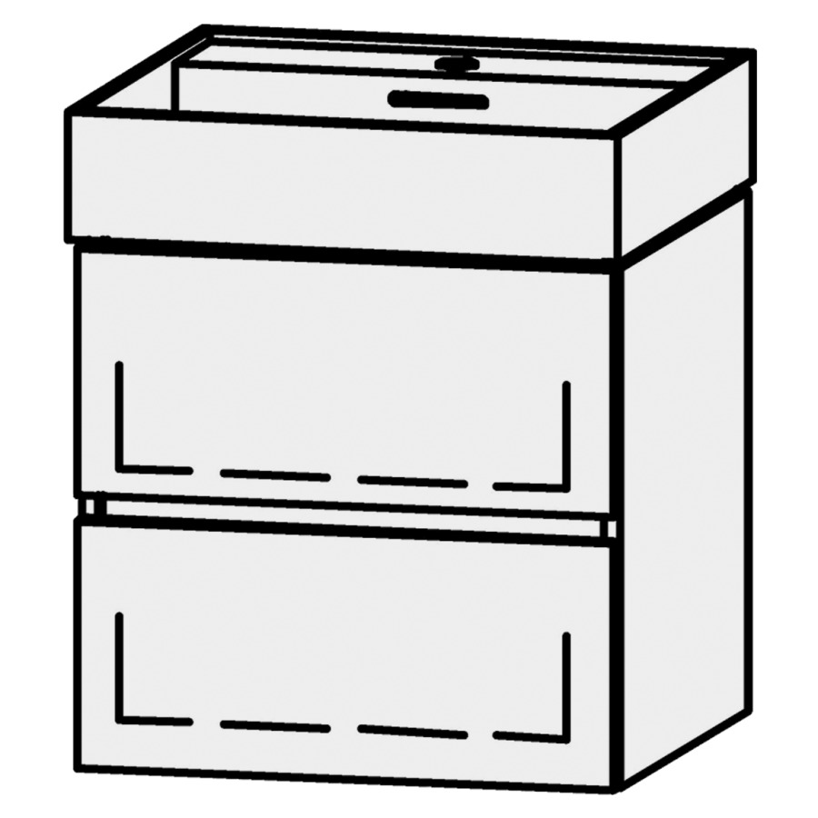 Élément inférieur  Vanity Kartell Line
49 x 50 x 45 cm
élément de tiroir, 2&nbsp;tiroirs
avec Blumotion, pour 1&nbsp;lavabo
1 cache-siphon