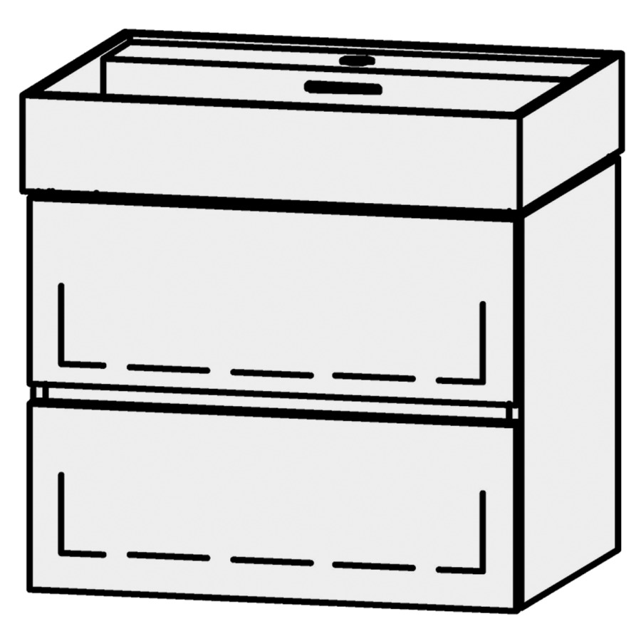 Élément inférieur  Vanity Kartell Line
59 x 50 x 45 cm
élément de tiroir, 2&nbsp;tiroirs
avec Blumotion, pour 1&nbsp;lavabo
1 cache-siphon
