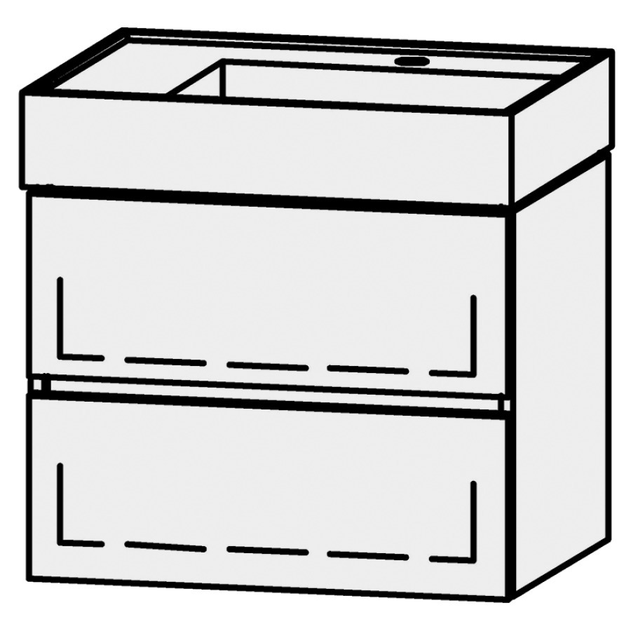 Élément inférieur  Vanity Kartell Line
59 x 50 x 45 cm
élément de tiroir, 2&nbsp;tiroirs
avec Blumotion, pour lavabo à droite
1 cache-siphon