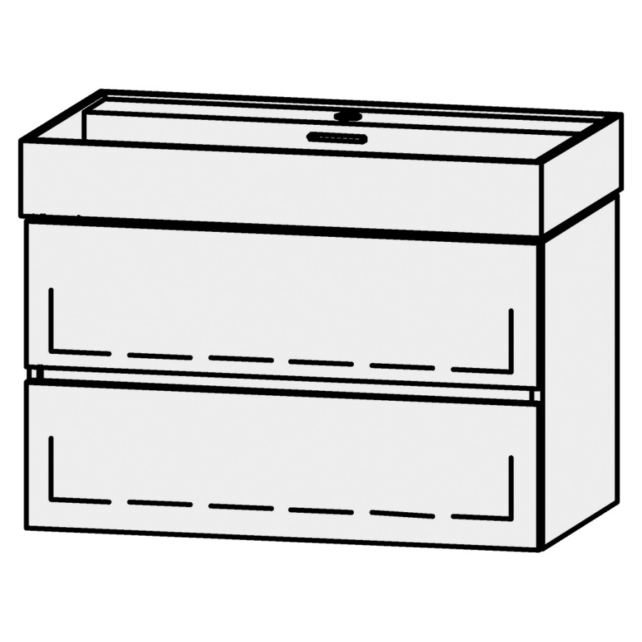 Élément inférieur  Vanity Kartell Line
79 x 50 x 45 cm
élément de tiroir, 2&nbsp;tiroirs
avec Blumotion, pour 1&nbsp;lavabo
1 cache-siphon