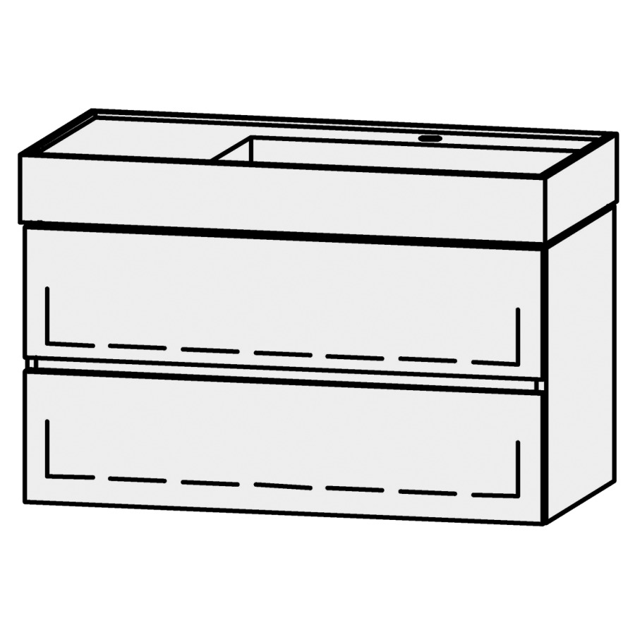 Élément inférieur  Vanity Kartell Line
89 x 50 x 45 cm
élément de tiroir, 2&nbsp;tiroirs
avec Blumotion, pour lavabo à droite
1 cache-siphon