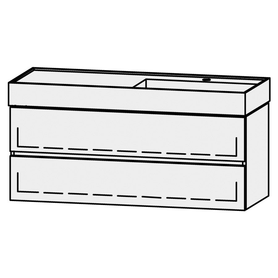 Élément inférieur  Vanity Kartell Line
119 x 50 x 45 cm
élément de tiroir, 2&nbsp;tiroirs
avec Blumotion, pour lavabo à droite
1 cache-siphon