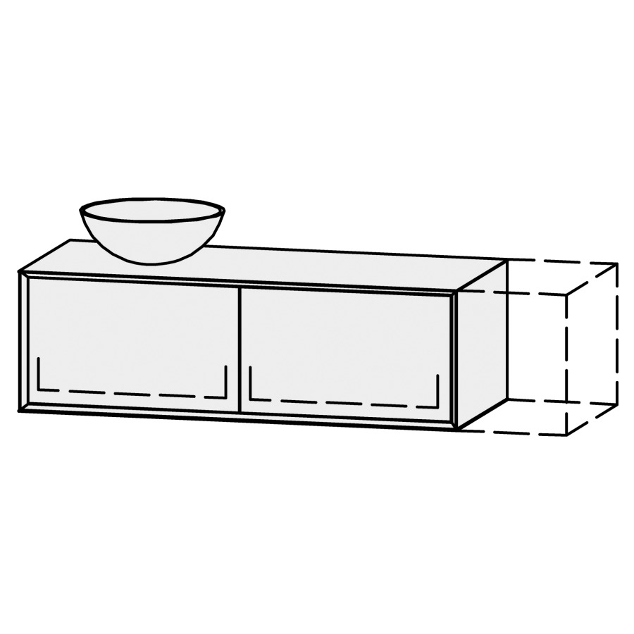 Combinaison de meuble Vanity Tribute Alea 2
120-150 x 40 x 52 cm
avec table de lavabo 1.9 cm
pour lavabo à poser à gauche
2&nbsp;éléments de tiroir, 1&nbsp;tiroir chacune
avec Blumotion, Legrabox noir
sans cache-siphon
incl. consoles