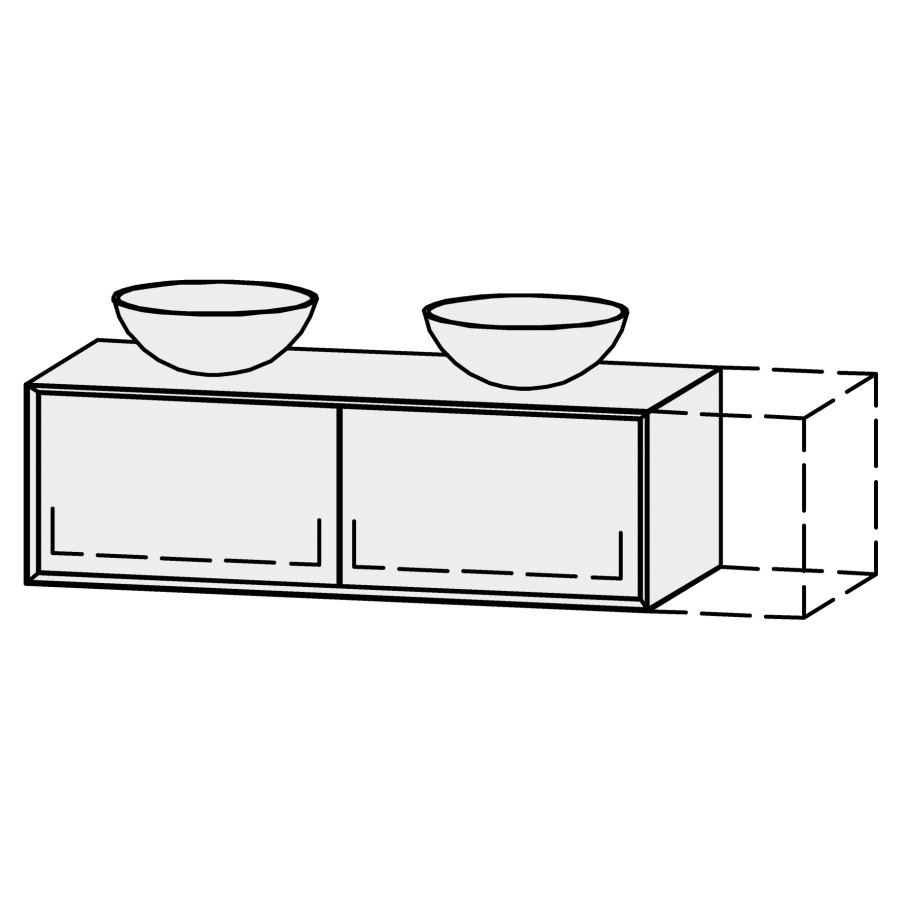 Combinaison de meuble Vanity Tribute Alea 2
120-150 x 40 x 52 cm
avec table de lavabo 1.9 cm
pour 2 lavabos à poser
2&nbsp;éléments de tiroir, 1&nbsp;tiroir chacune
avec Blumotion, Legrabox noir
sans cache-siphon
incl. consoles