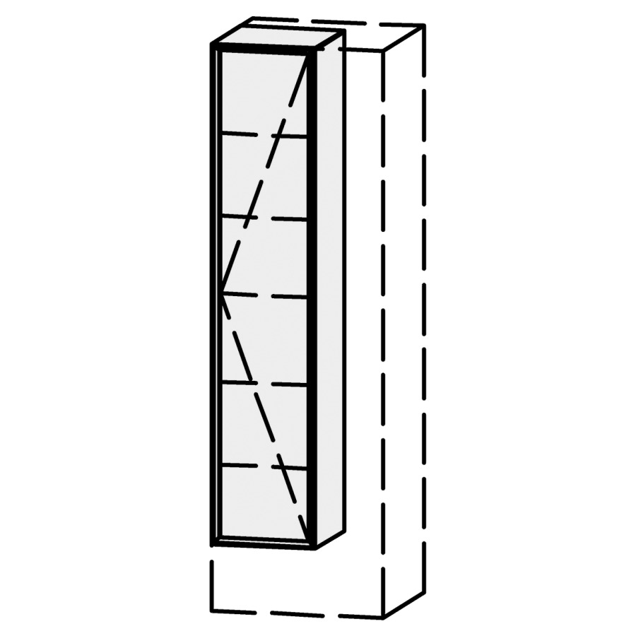 Armoire haute Vanity Tribute Alea 2 
32-50 x 150-182.8 x 20-50 cm
1&nbsp;porte, charnière à droite
Nombre de tablettes selon liste
avec Blumotion