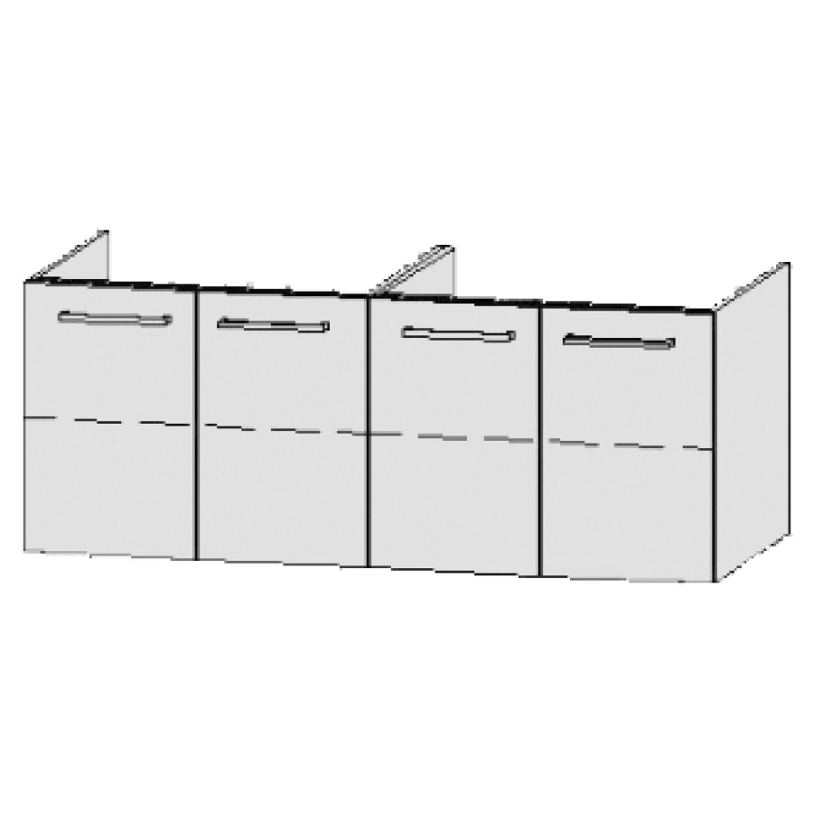 Élément inférieur  Procasa Cinque 
130 x 50 x 55 cm
2&nbsp;armoires de tablette, 2&nbsp;portes chacune avec Blumotion
1&nbsp;tablette chacune réglable, incl. 2 consoles
pour lavabo 275353