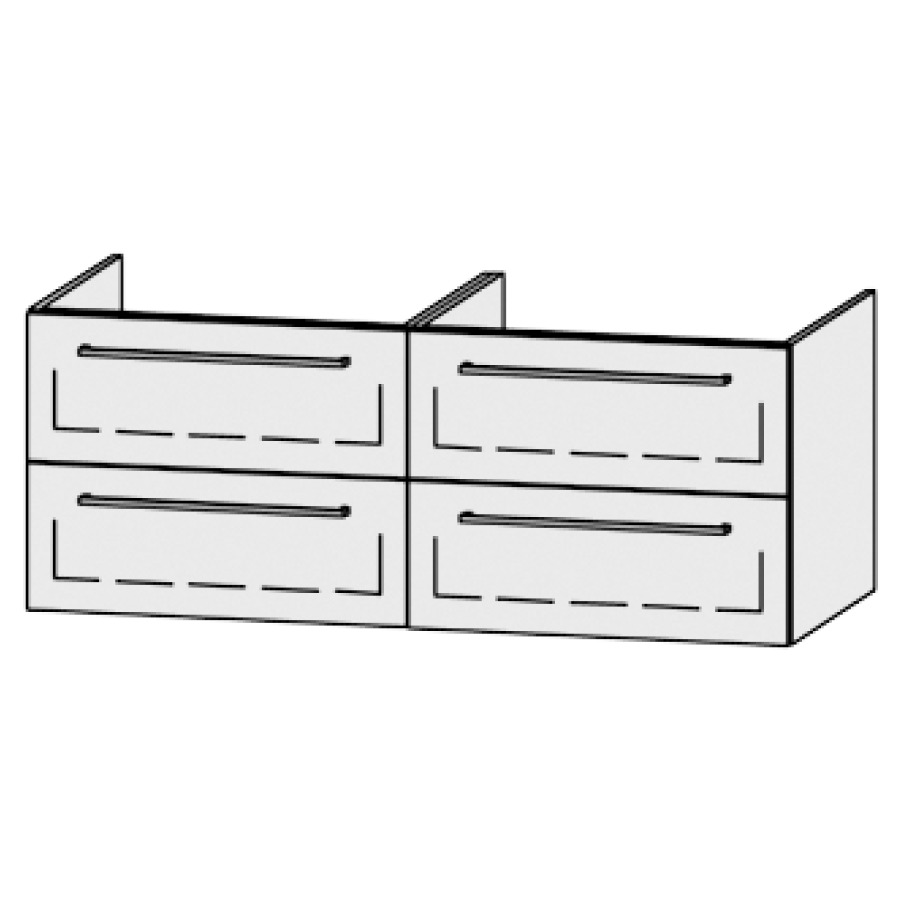 Élément inférieur  Procasa Cinque 
130 x 50 x 55 cm
2&nbsp;éléments de tiroir, 2&nbsp;tiroirs chacune
extrait complet avec Blumotion
2 caches-siphon, incl. 3 consoles
pour lavabo 275353