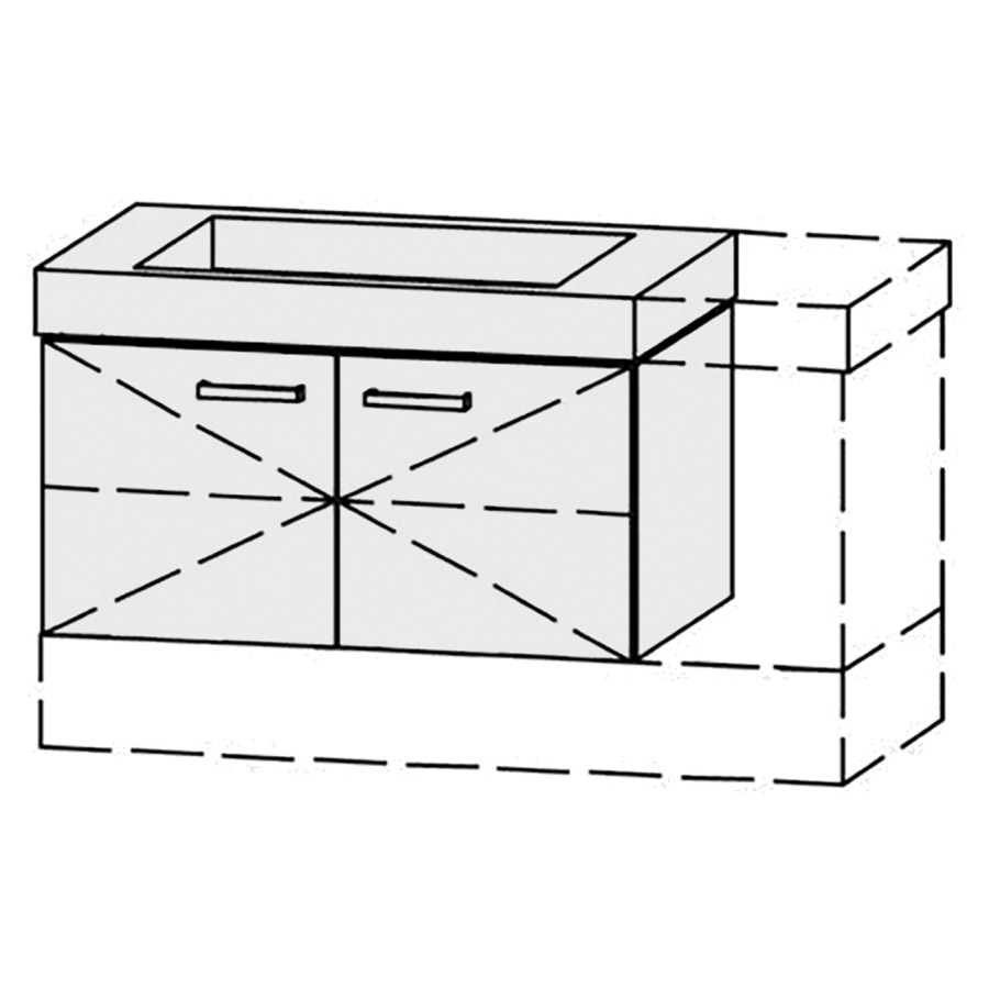 Élément inférieur  Vanity Keramik Kivos 
79-108 x 55 cm
armoire de tablette, 2&nbsp;portes, 
1&nbsp;tablette, avec Blumotion
pour 1&nbsp;lavabo