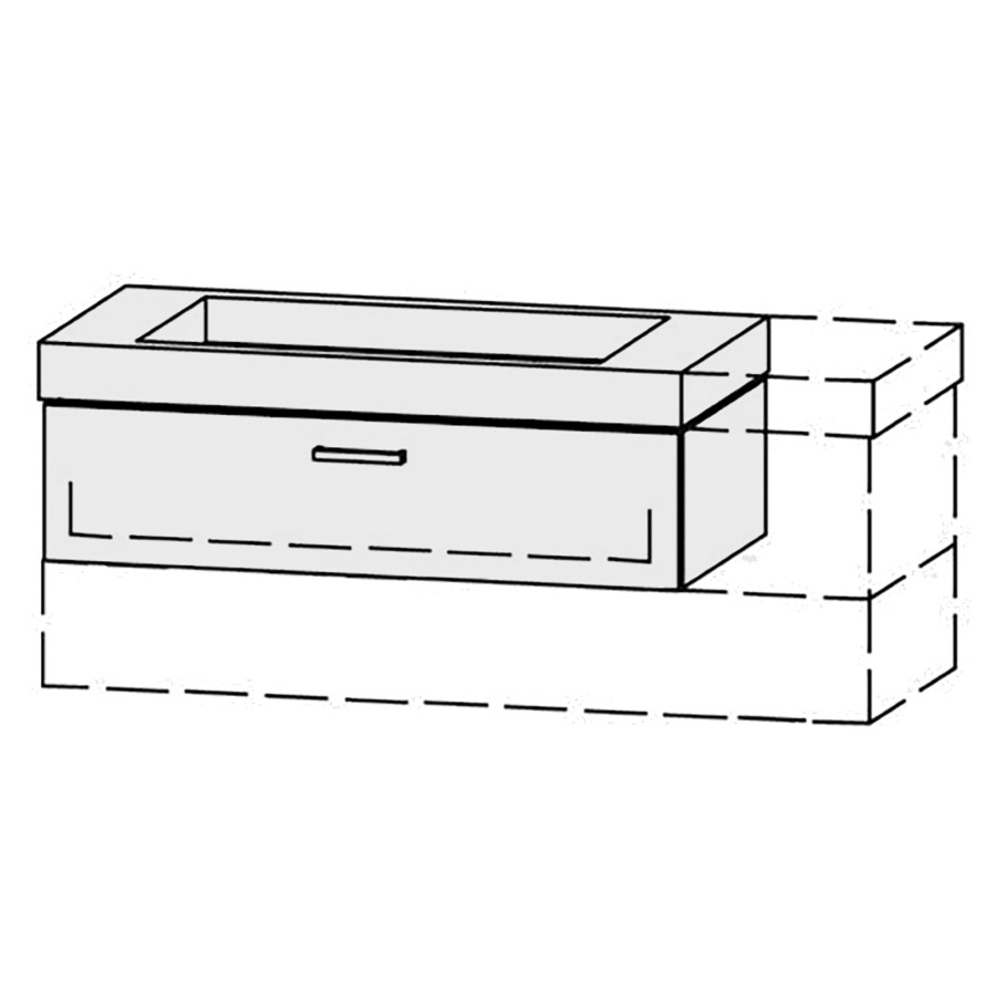 Élément inférieur  Vanity Keramik Kivos 
98-128 x 40 cm
élément de tiroir, 1&nbsp;tiroir
avec Blumotion, pour 1&nbsp;lavabo
1 cache-siphon