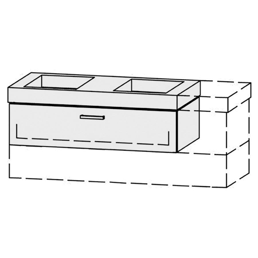 Élément inférieur  Vanity Keramik Kivos 
98-128 x 40 cm
élément de tiroir, 1&nbsp;tiroir
avec Blumotion, pour 2&nbsp;lavabos
2 caches-siphon