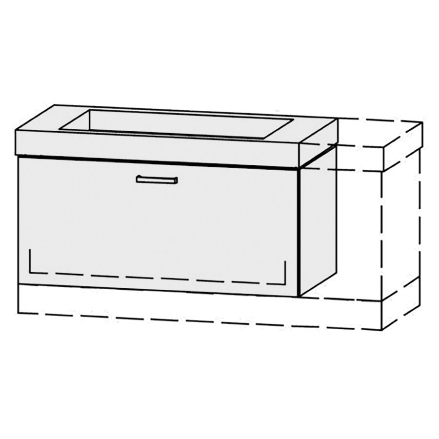 Élément inférieur  Vanity Keramik Kivos 
98-128 x 50 cm
élément de tiroir, 1&nbsp;tiroir
avec Blumotion, pour 1&nbsp;lavabo
sans cache-siphon