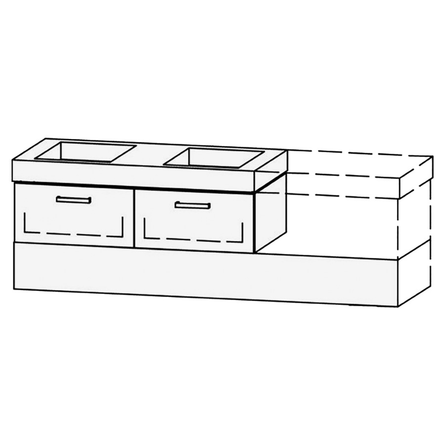 Élément inférieur  Vanity Keramik Kivos 
128-158 x 40 cm
2&nbsp;éléments de tiroir, 1&nbsp;tiroir chacune
avec Blumotion, pour 2&nbsp;lavabos
2 caches-siphon