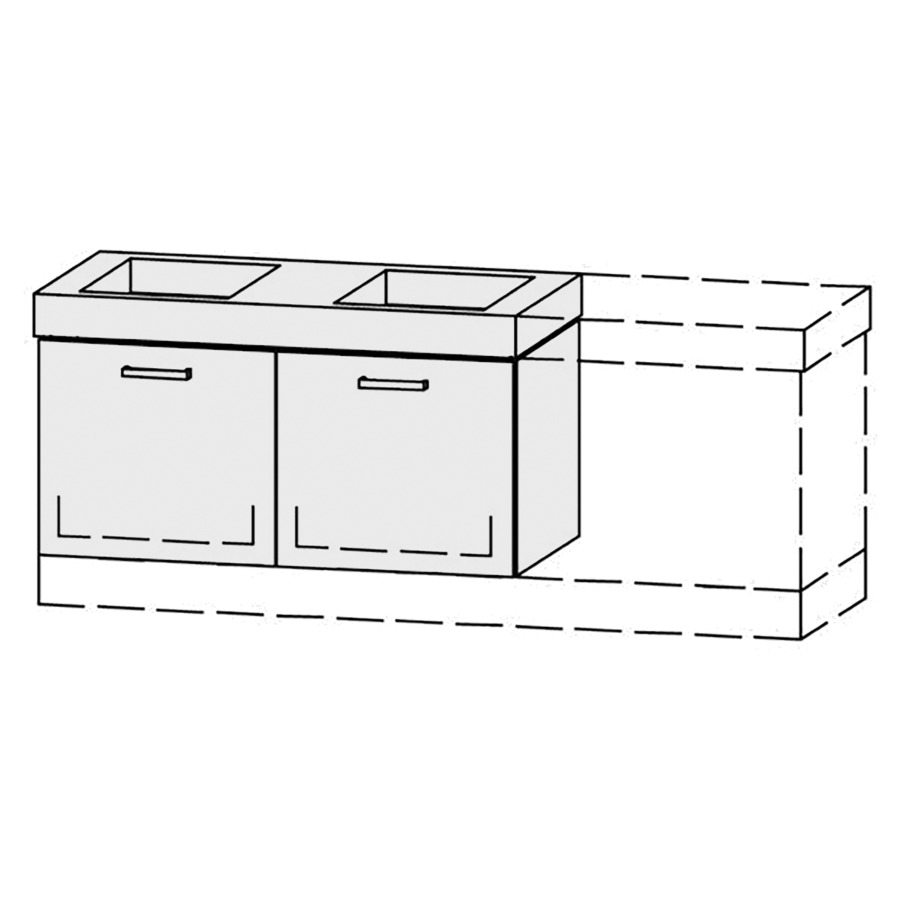 Élément inférieur  Vanity Keramik Kivos 
128-158 x 50 cm
2&nbsp;éléments de tiroir, 1&nbsp;tiroir chacune
avec Blumotion, pour 2&nbsp;lavabos
sans cache-siphon