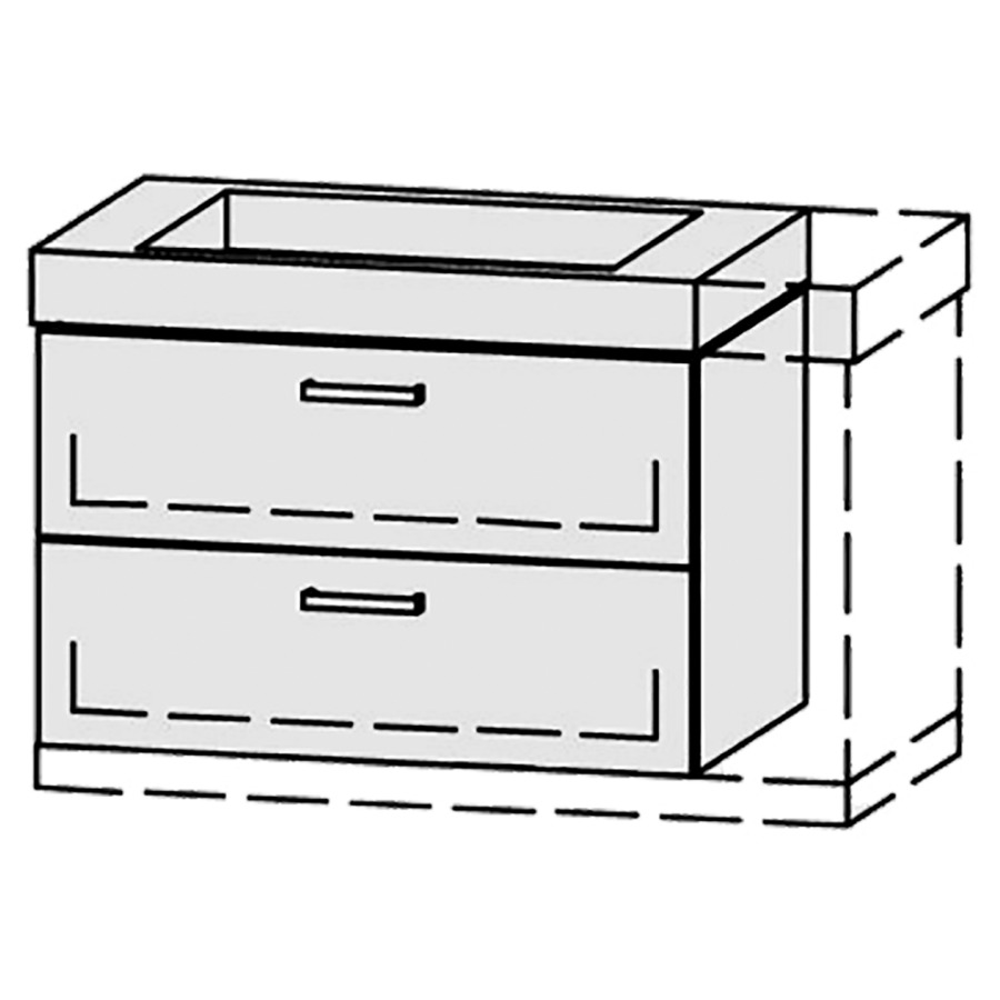 Élément inférieur  Vanity Keramik Kivos 
78-97 x 55 cm
élément de tiroir, 2&nbsp;tiroirs
avec Blumotion, pour 1&nbsp;lavabo
1 cache-siphon