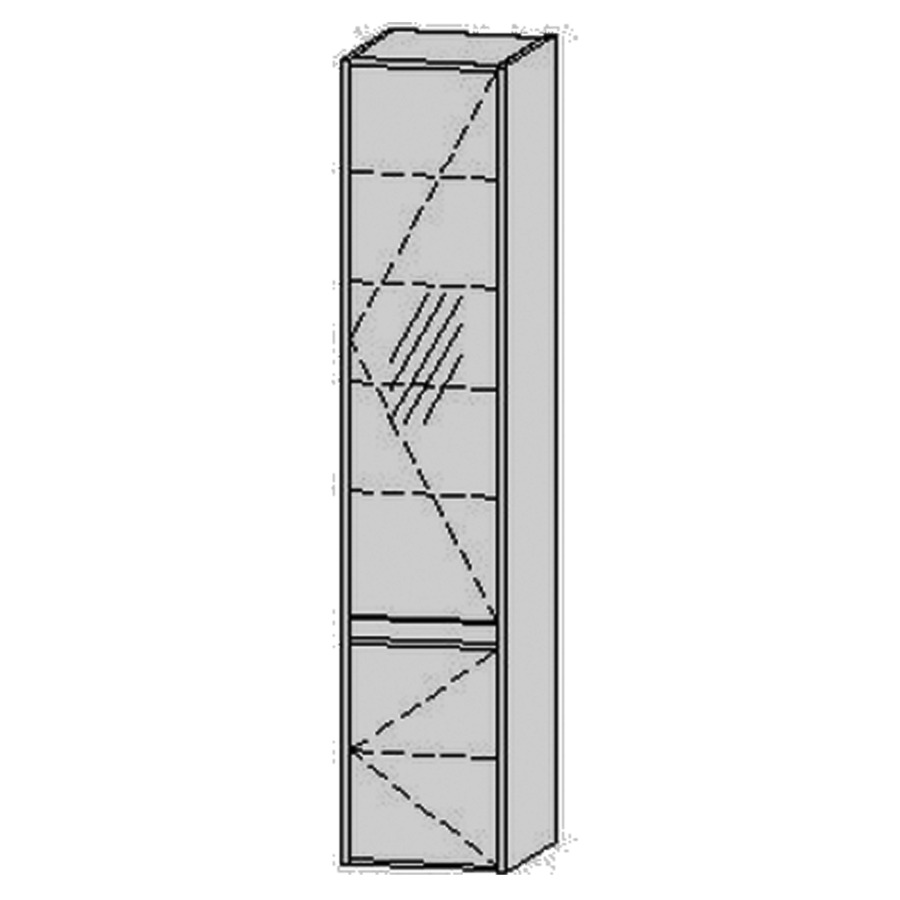 Armoire haute Vanity Star 
34 x 160 x 37 cm
2&nbsp;portes, charnière à droite
miroir sur porte supérieure
6&nbsp;tablettes
avec Blumotion