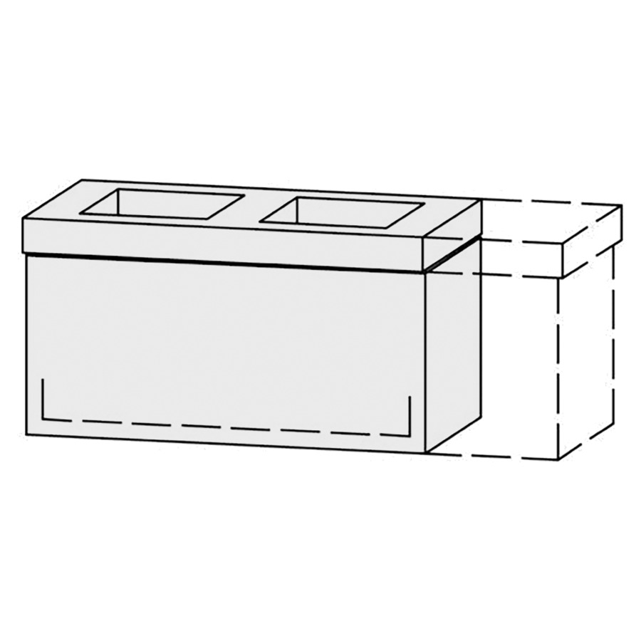 Élément inférieur  Vanity Keramik Pasofino 
99.8-119.8 x 45 cm
élément de tiroir, 1&nbsp;tiroir
avec Blumotion, Legrabox noir
pour 2&nbsp;lavabos, sans cache-siphon