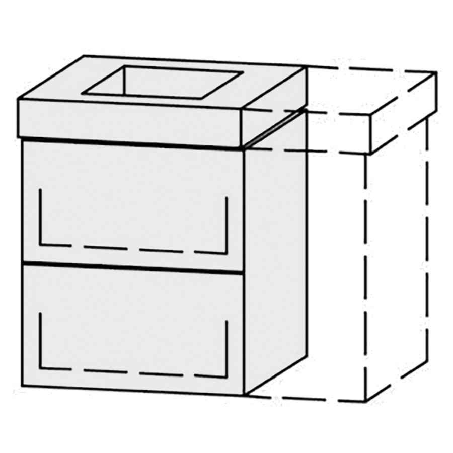 Élément inférieur  Vanity Keramik Pasofino 
49.8-78.8 x 55 cm
élément de tiroir, 2&nbsp;tiroirs
avec Blumotion, Legrabox noir
pour 1&nbsp;lavabo, 1 cache-siphon