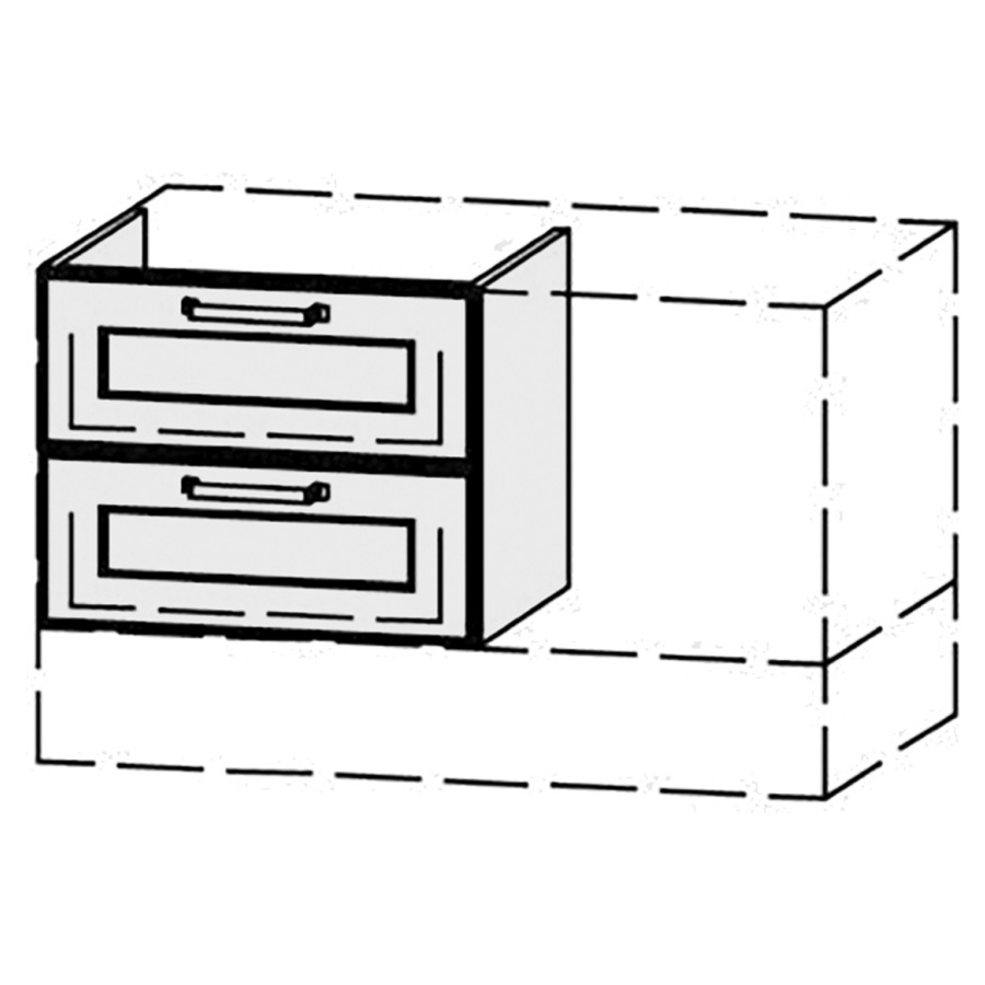 Élément inférieur  Vanity Bocco Campo
50-90 x 40-55 x 40-55 cm
élément de tiroir, 2&nbsp;tiroirs
avec Blumotion, Legrabox noir
1 cache-siphon