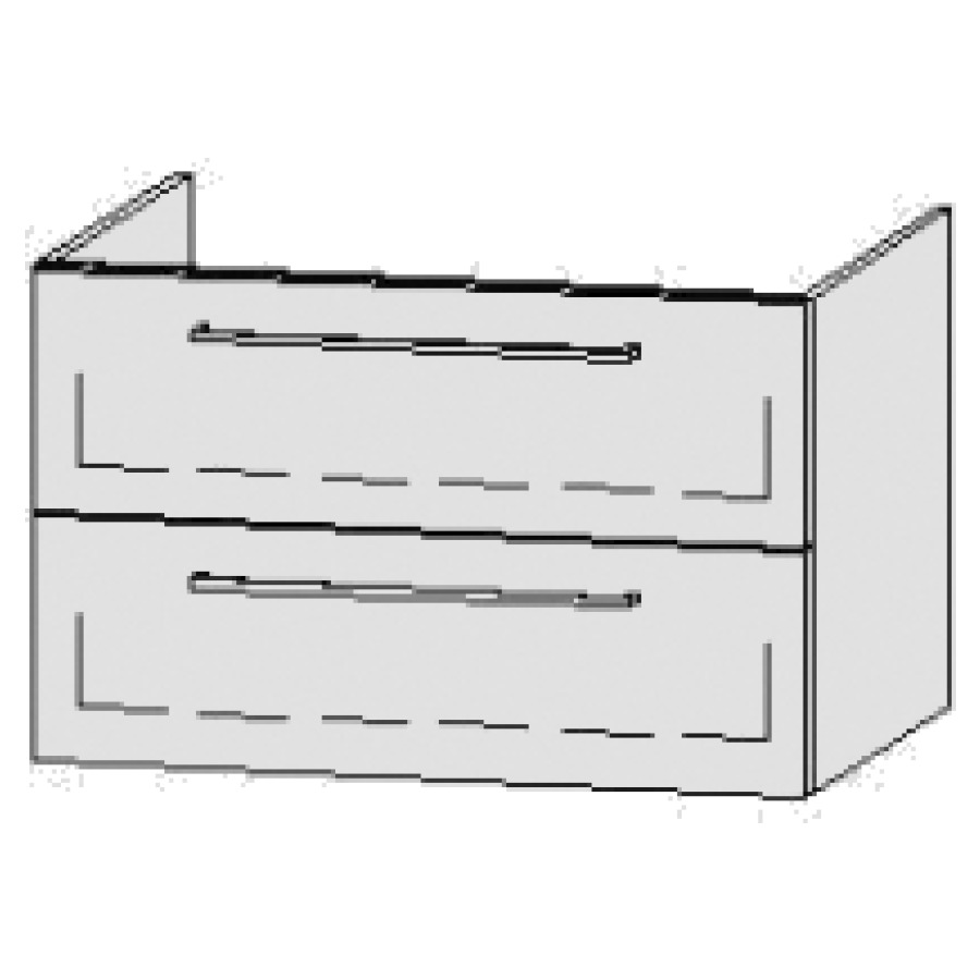 Élément inférieur  Procasa Cinque 
80 x 50 x 55 cm
élément de tiroir, 2&nbsp;tiroirs
extrait complet avec Blumotion
1 cache-siphon, incl. 2 consoles
pour lavabo 275387