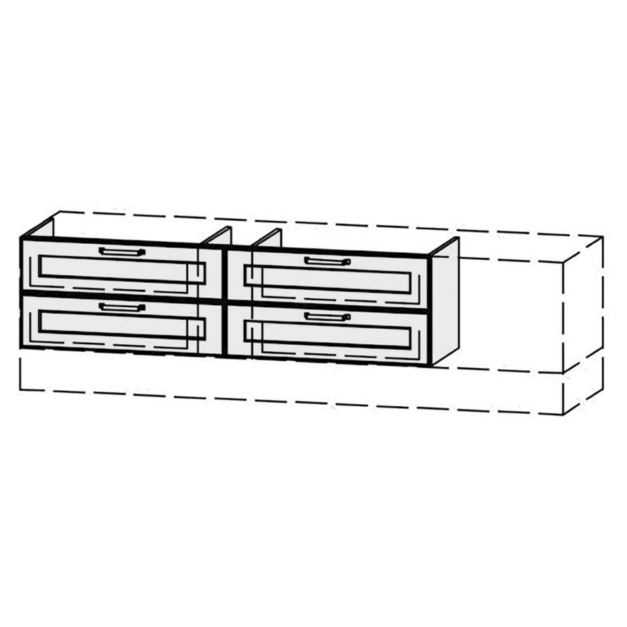 Élément inférieur  Vanity Bocco Campo
151-200 x 40-55 x 40-55 cm
2&nbsp;éléments de tiroir, 2&nbsp;tiroirs chacune
avec Blumotion, Legrabox noir
niche pour le siphon