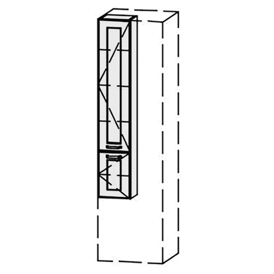 Armoire haute Vanity Keramik Campo 
20-50 x 135-182.8 x 20-45 cm
2&nbsp;portes, charnière à droite
Nombre de tablettes selon liste
avec Blumotion