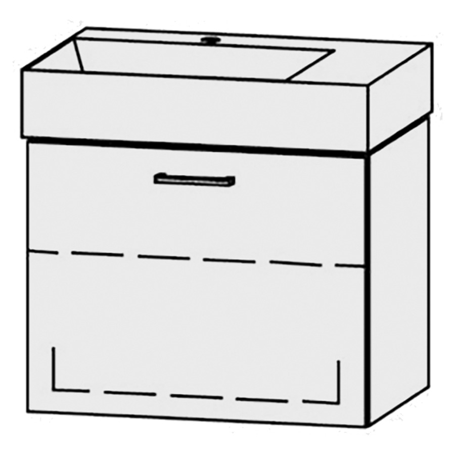Lavabo-meuble
Vanity Seto Easy 65
64 x 45 x 44,5 cm
élément avec 1 tiroir
extrait complet avec Blumotion
sans cache-siphon
1 rayon réglable
lavabo céramique Seto incl.,
sans trop-plein, lavabo à
gauche
largeur du lavabo 46,5 cm.
1 trou pour robinetterie