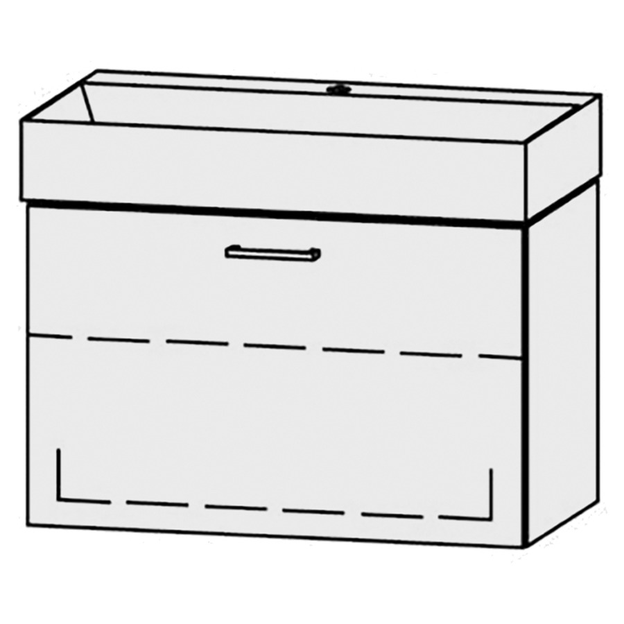 Lavabo-meuble
Vanity Seto Easy 81
80 x 45 x 45,5 cm
élément avec 1 tiroir
extrait complet avec Blumotion
sans cache-siphon
1 rayon réglable
lavabo céramique Seto incl.,
sans trop-plein
1 trou pour robinetterie