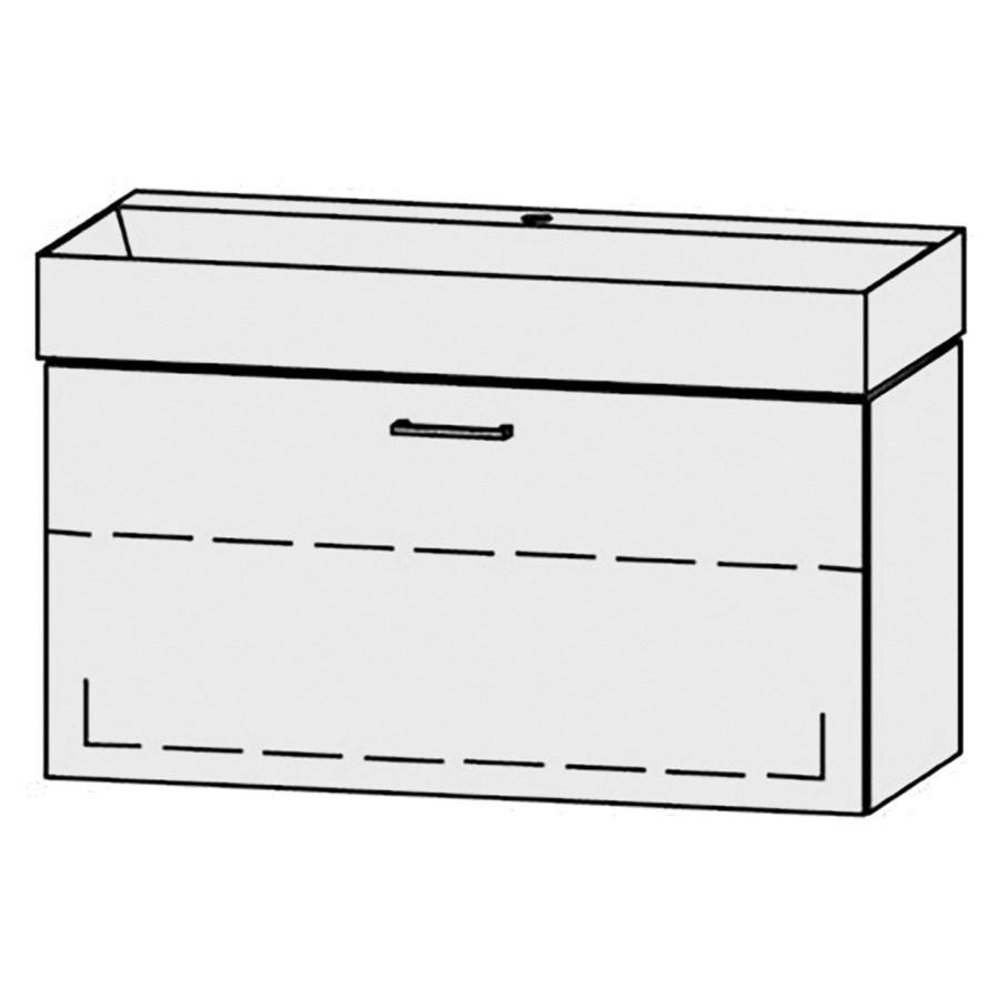 Lavabo-meuble
Vanity Seto Easy 102
101 x 45 x 44,5 cm
élément avec 1 tiroir
extrait complet avec Blumotion
sans cache-siphon
1 rayon réglable
lavabo céramique Seto incl.,
sans trop-plein
1 trou pour robinetterie