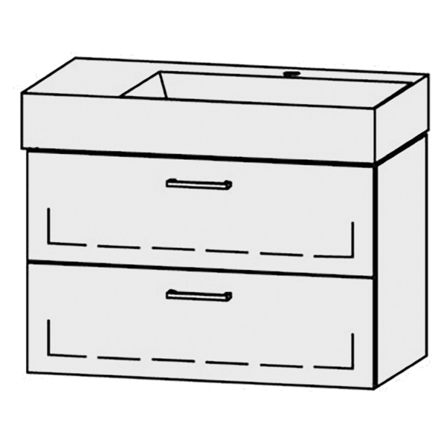 Lavabo-meuble
Vanity Seto 81
80 x 50 x 45,5 cm
élément avec 2 tiroirs
extrait complet avec Blumotion
sans cache-siphon
lavabo céramique Seto incl.,
sans trop-plein, lavabo à
droite
largeur du lavabo 58 cm.
1 trou pour robinetterie