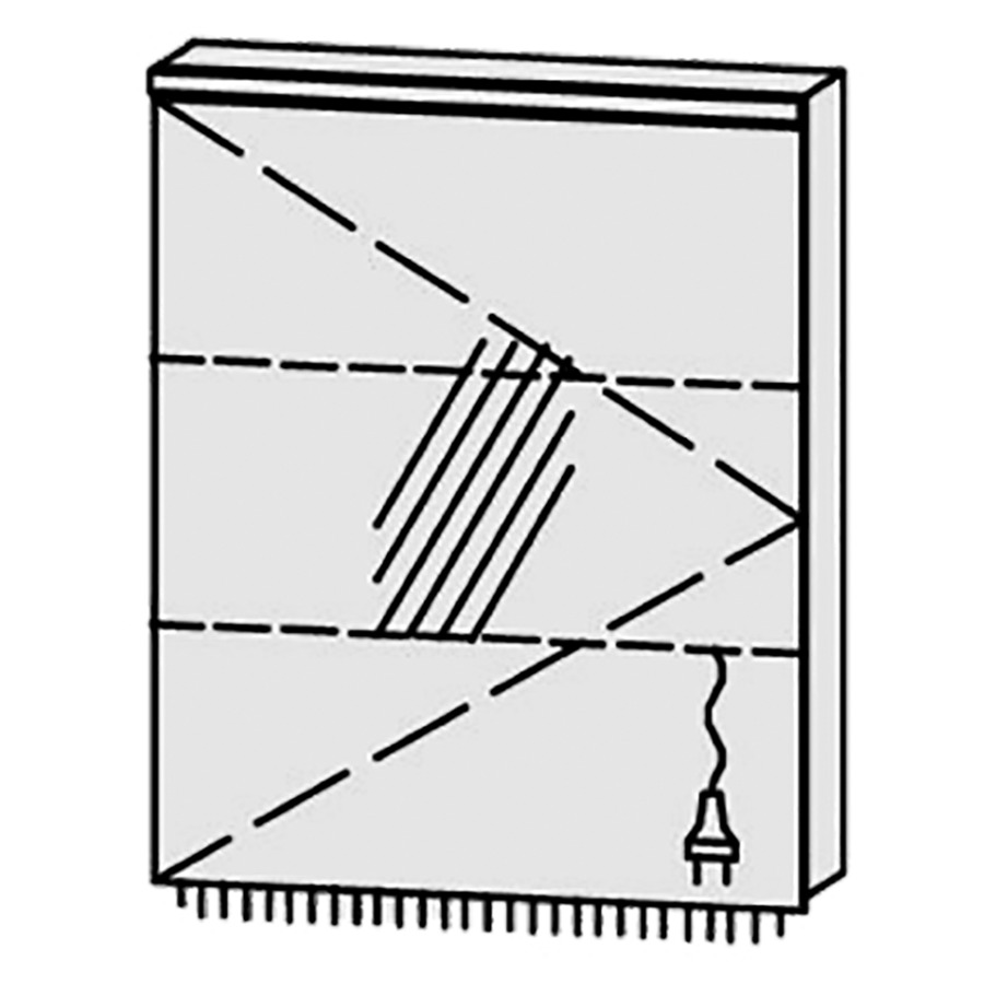 Armoire de toilette
Procasa Cinque 60 / IP24
60 x 71,9 x 14,1 cm
1 porte, charnières à gauche
porte avec Blumotion
4000°kelvin / 1802 lumen
prise double en bas inclu
2 rayons en verre réglables
luminaire vers dessous inclu,
900 lumen