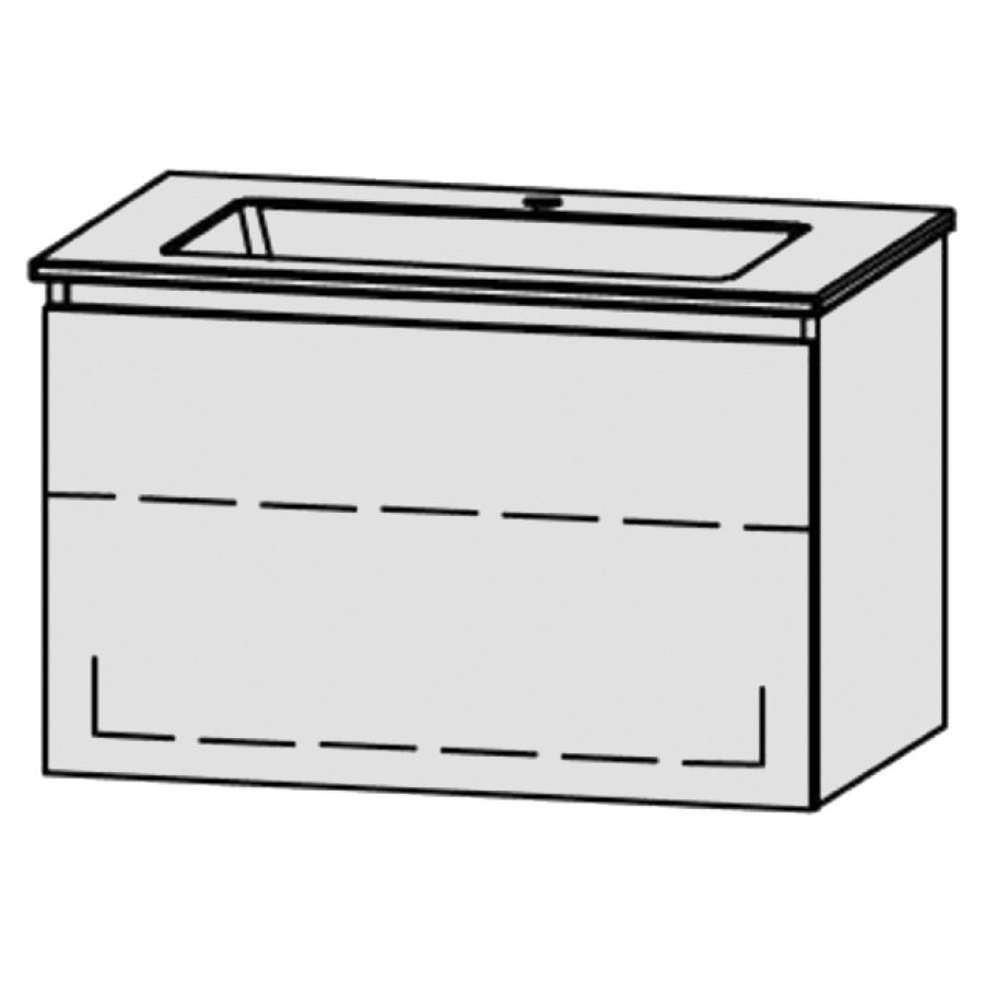 Combinaison de meuble Procasa Uno Easy Style
79.5 x 50 x 50.5 cm
lavabo céramique Procasa Uno 81/2021 
avec trop-plein et 1 trou de robinetterie
élément de tiroir, 1&nbsp;tiroir
1&nbsp;tablette réglable
avec fonction Blumotion
sans cache-siphon